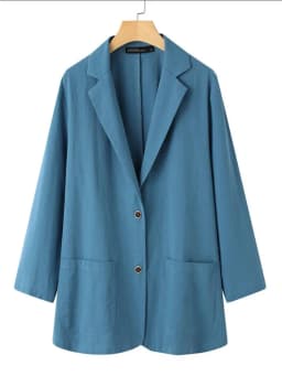 ZANZEA Women Lapel Neck Long Sleeve Blazer Autumn Vintage Casual Solid Cotton Blazer Elegant Cardigan Thin Coats Work Suits