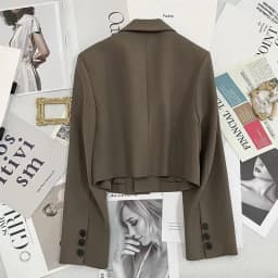 Smvp Black Cropped Blazers Woman Trend 2024 New All-match Notched Collar Crop Jacket Women Korean Chic Single Button Suit Coat