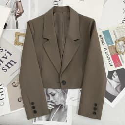 Smvp Black Cropped Blazers Woman Trend 2024 New All-match Notched Collar Crop Jacket Women Korean Chic Single Button Suit Coat