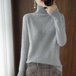 Autumn Winter Mock-Neck Merino Wool Pullover Basic Casual Cashmere Sweater Comfort Womes Raglan Sleeve Clothing Tops
