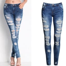 HOLE Denim Women 2026 High Waist Ripped Jeans for Women Skinny Black Pockets Jeans Woman Elastic Slim Jean Female Femme Pants