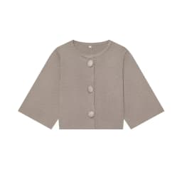 MUJER Button Knit Crop Top Woman Summer Knitwear Polo Cropped Cardigan Women Wide Sleeve Knitted Sweaters for Women Fashion Tops