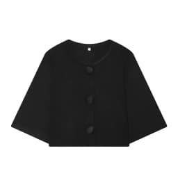 MUJER Button Knit Crop Top Woman Summer Knitwear Polo Cropped Cardigan Women Wide Sleeve Knitted Sweaters for Women Fashion Tops