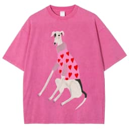 Funny Dachshund Dog Printing Washed T-Shirts Women Cotton Oversize Streetwear O-Neck Comfortable Distressed Tops Summer Clothes