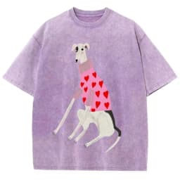 Funny Dachshund Dog Printing Washed T-Shirts Women Cotton Oversize Streetwear O-Neck Comfortable Distressed Tops Summer Clothes