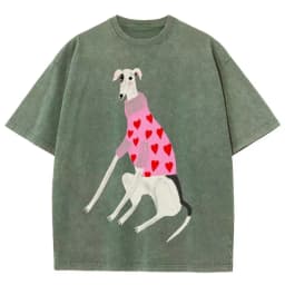 Funny Dachshund Dog Printing Washed T-Shirts Women Cotton Oversize Streetwear O-Neck Comfortable Distressed Tops Summer Clothes