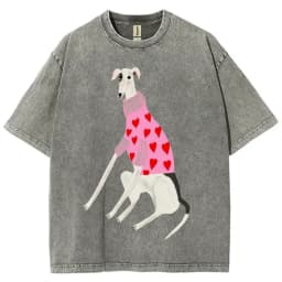 Funny Dachshund Dog Printing Washed T-Shirts Women Cotton Oversize Streetwear O-Neck Comfortable Distressed Tops Summer Clothes