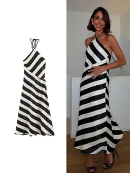TFMLN Chic Women Striped Backless Dress Sexy Halter Sleeveless Lace Up Beach Long Dress Summer Holiday Party Dress 2026 New