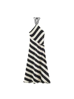 TFMLN Chic Women Striped Backless Dress Sexy Halter Sleeveless Lace Up Beach Long Dress Summer Holiday Party Dress 2026 New
