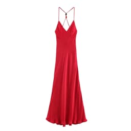 BSAY 2026 Women Fashion Satin Spaghetti Strap Maxi Dress V‑Neck Back Beaded Tassel Halter Sleeveless Long Evening Party Dress