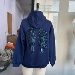 Sequin Angel's Wings Hoodies Women Chic Loose Long Sleeve Pullovers Top Slim Yoga Pant Set 2025 New Casual Lady Two Piece Sets