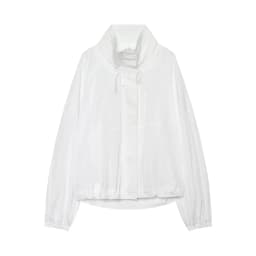 Women's Jacket 2026 Autumn New Style Blue Long-Sleeve Pleated Drawstring Decorative Nylon Loose Jacket Casual Fashion Versatile