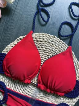 Sexy Solid color Women's Swimsuit Two-piece Triangle Swimwear Braiding rope Bikinis Set Beach Bathing Suit Brazilian Biquinis