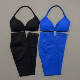2Pcs HISTELLO Seamless Yoga Sports Set for Women Resistant Backless Bra Pilates Fitness Workout Running Leggings Gym Suit