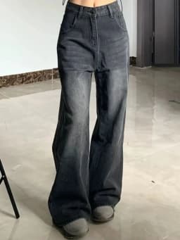 High-Waisted Slimming Jeans for Women Loose-Fit Straight-Leg Bell Bottoms Plus-Size Denim Trousers Pear-Shaped Body Type