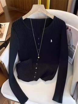 New Women Solid Fashion Knitted Tops Y2K Embroidery Long Sleeve Cardigans Sweaters Fashion Streetwear Lady Shirts
