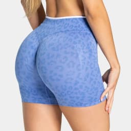 Summer Women's Seamless Leopard Print Sports Shorts White Border Contrasting High Waist Leggings Gym Yoga Exercise Sports Shorts