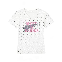 Polka Dot Y2k T Shirts Women Kawaii Sweet Girl Short Sleeve Tee Vintage Slim Fit V Neck Summer Top