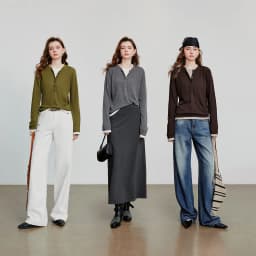 TOYOUTH Women Knitted Shirt 2025 Autumn New Retro Color Contrast Splicing Fake Two Piece Pullover Bottom Tops