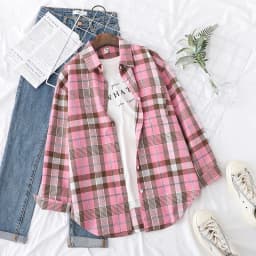 2025 Spring Loose Casual Womens Plaid Shirt Fresh College Style Long Sleeve Blouses And Tops Female Flannel Checked Clothes