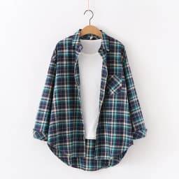 Fresh Flannel Plaid Shirt Women 2026 New Female Blouses and Tops Cotton Loose Long Sleeve Casual Shirts Fine Women's Clothes
