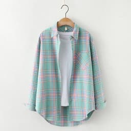 Fresh Flannel Plaid Shirt Women 2026 New Female Blouses and Tops Cotton Loose Long Sleeve Casual Shirts Fine Women's Clothes