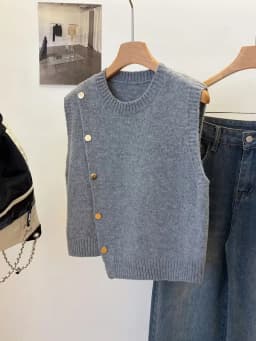 Solid Colour Simple Casual Short Versatile Layered Knitted Vest Sweater