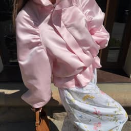 Fashion Shiny Fabric Jacket High Stand Collar Oversized Puff Sleeve Drawstring Cropped Hem 2026 Autumn Daily Lady Sweet Jackets