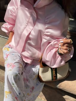 Fashion Shiny Fabric Jacket High Stand Collar Oversized Puff Sleeve Drawstring Cropped Hem 2026 Autumn Daily Lady Sweet Jackets