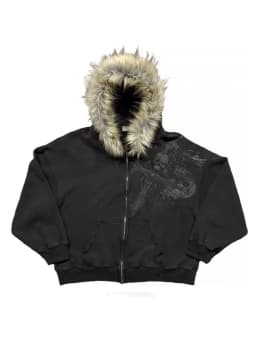 Autumn Winter Y2k Women Aesthetic Harajuku Faux Fur Collar Hoodies Clothes Graphic Hip Hop Punk Gothic Zip Up Hoodies 2026 New