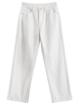 CHIC VEN Women Pants White Slim High Waisted Cotton Straight Leg Casual Slim Leg Jeans Girl Trouser Spring Autumn 2026