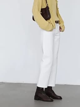 CHIC VEN Women Pants White Slim High Waisted Cotton Straight Leg Casual Slim Leg Jeans Girl Trouser Spring Autumn 2026