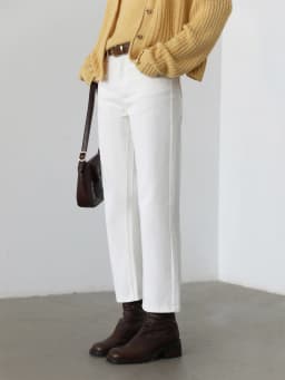 CHIC VEN Women Pants White Slim High Waisted Cotton Straight Leg Casual Slim Leg Jeans Girl Trouser Spring Autumn 2026