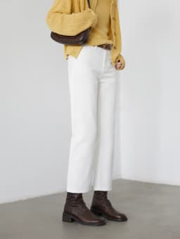 CHIC VEN Women Pants White Slim High Waisted Cotton Straight Leg Casual Slim Leg Jeans Girl Trouser Spring Autumn 2026