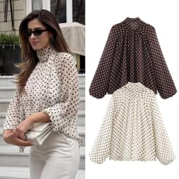 Women Polka Dot Print Blouse Casual High Collar Long Sleeve Lady Top Simple Women's Blouse Female Shirts & Blouses