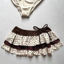 Summer Women Y2K Retro Beach Vacation Polka Dot Print Contrast Tiered Ruffle Ruched Drawstring Mid Waist Halter Neck 3 Piece Bik