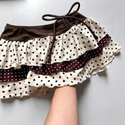 Summer Women Y2K Retro Beach Vacation Polka Dot Print Contrast Tiered Ruffle Ruched Drawstring Mid Waist Halter Neck 3 Piece Bik