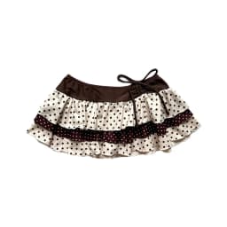 Summer Women Y2K Retro Beach Vacation Polka Dot Print Contrast Tiered Ruffle Ruched Drawstring Mid Waist Halter Neck 3 Piece Bik
