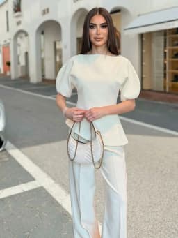 HH Women Elegant Solid Puff Sleeve Blouse Asymmetrical Hem O Neck T-Shirts 2026 Spring Fashion Female Streetwear Y2K Tops