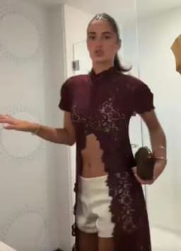 Trendy Y2k Lace Cutout Two-piece Outfit Chic High Neck Short Sleeve Crop Top Cozy Wide Leg Pants 2026 New Casual Women's Clothes
