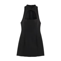 BSAY Fashion Summer Halter Short Dress Women Stand Collar Hollow Front Sleeveless Bodycon Mini Dress Chic Evening Party Dress