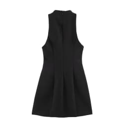BSAY Fashion Summer Halter Short Dress Women Stand Collar Hollow Front Sleeveless Bodycon Mini Dress Chic Evening Party Dress