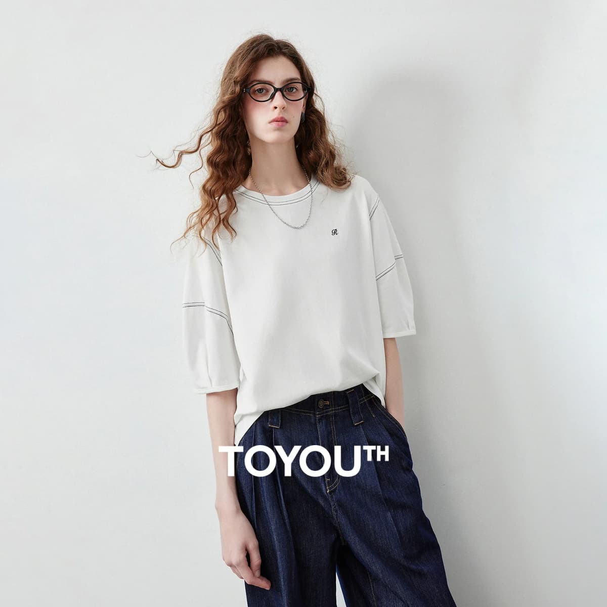 TOYOUTH Women's Short Sleeve Tee 2026 Autumn New 100 Percent Cotton Antibacterial Lantern Sleeve Slimming Clean Fit Casual Tops