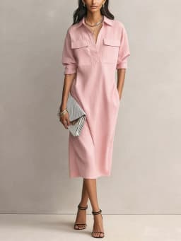 26 Spring and Summer New Women's Button Cotton Linen Dress