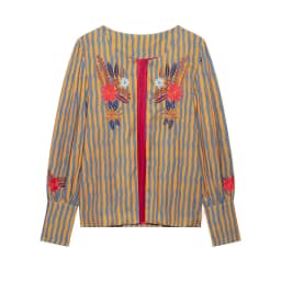 Women's Jackets Coats Autumn New Fashion Striped Floral Embroidery Jacket Women Coats Vintage Female Outerwear Chic Tops