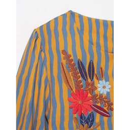 Women's Jackets Coats Autumn New Fashion Striped Floral Embroidery Jacket Women Coats Vintage Female Outerwear Chic Tops