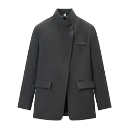 HH Women Fashion Plaid Blazer Coat Stand Collar Long Sleeve Jacket 2026 Spring Trend Casual Office Lady Chic Outerwear