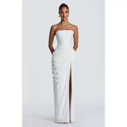 2026 new strapless evening dress women's long pleated slit sexy party dress European and American style