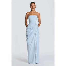2026 new strapless evening dress women's long pleated slit sexy party dress European and American style