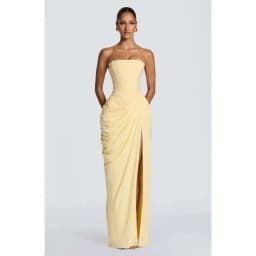 2026 new strapless evening dress women's long pleated slit sexy party dress European and American style
